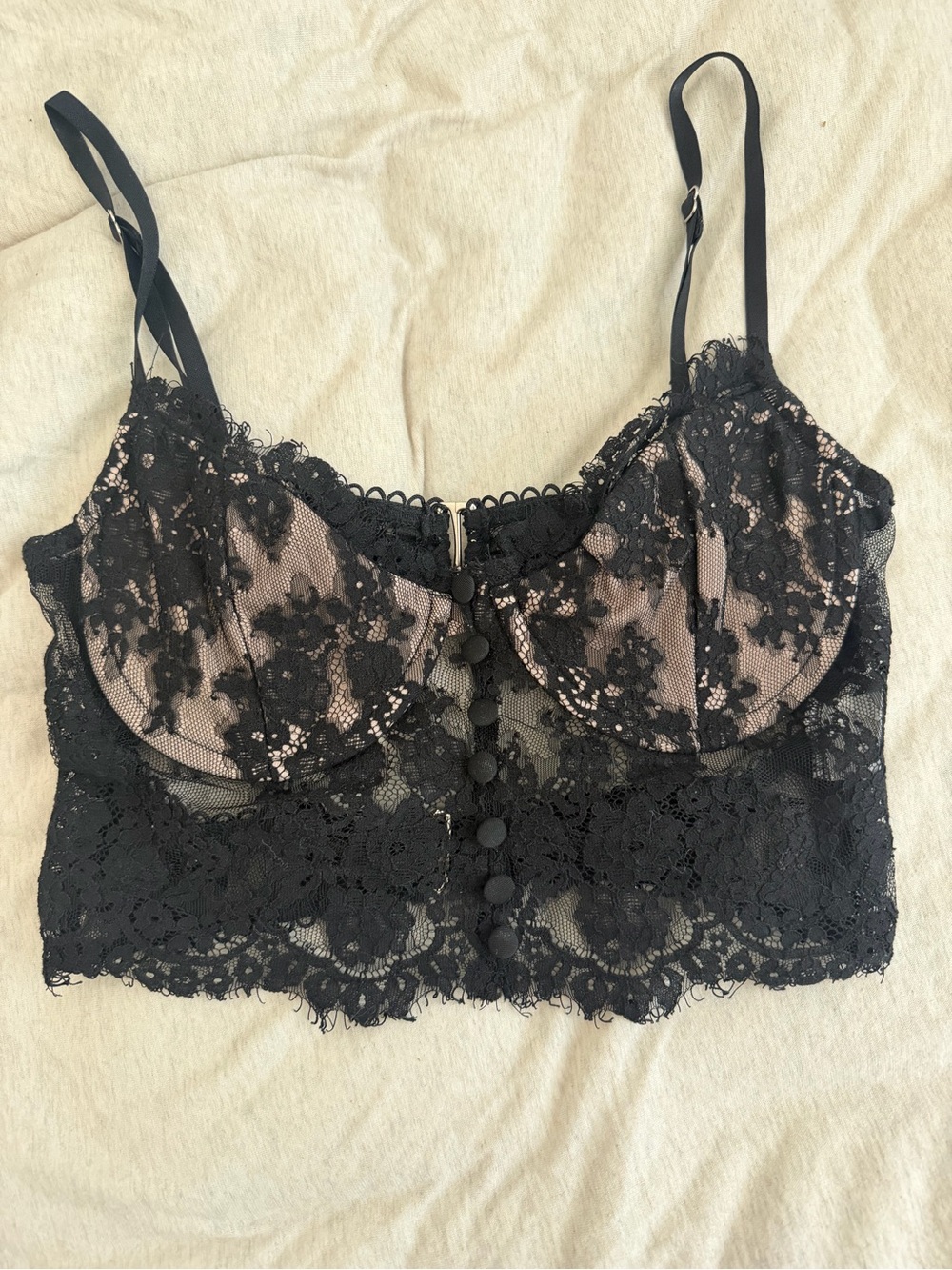 White Fox Black Lace Bralette Top